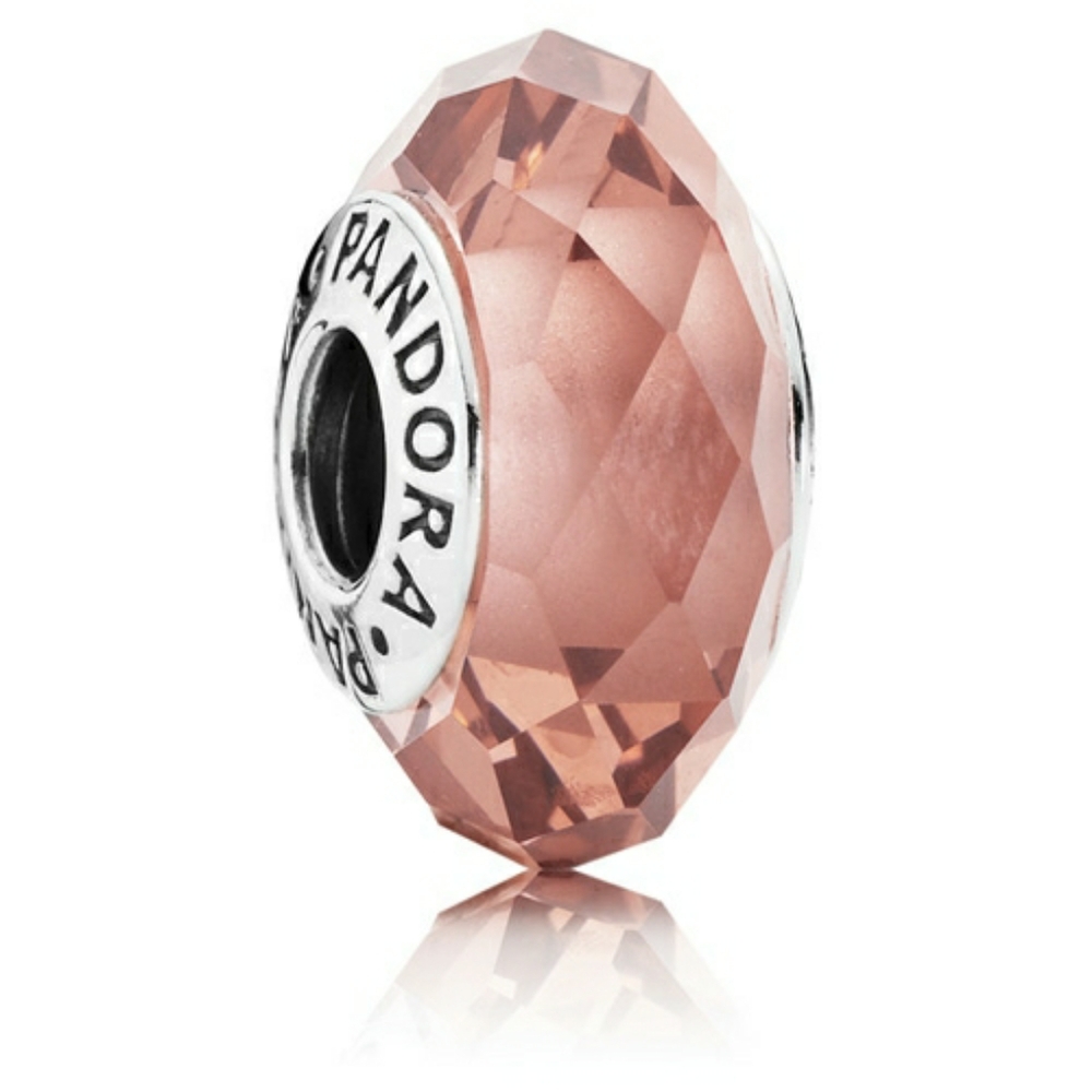 Pandora Silver Blush Pink Faceted Murano Glass Spacer Charm Deadstock